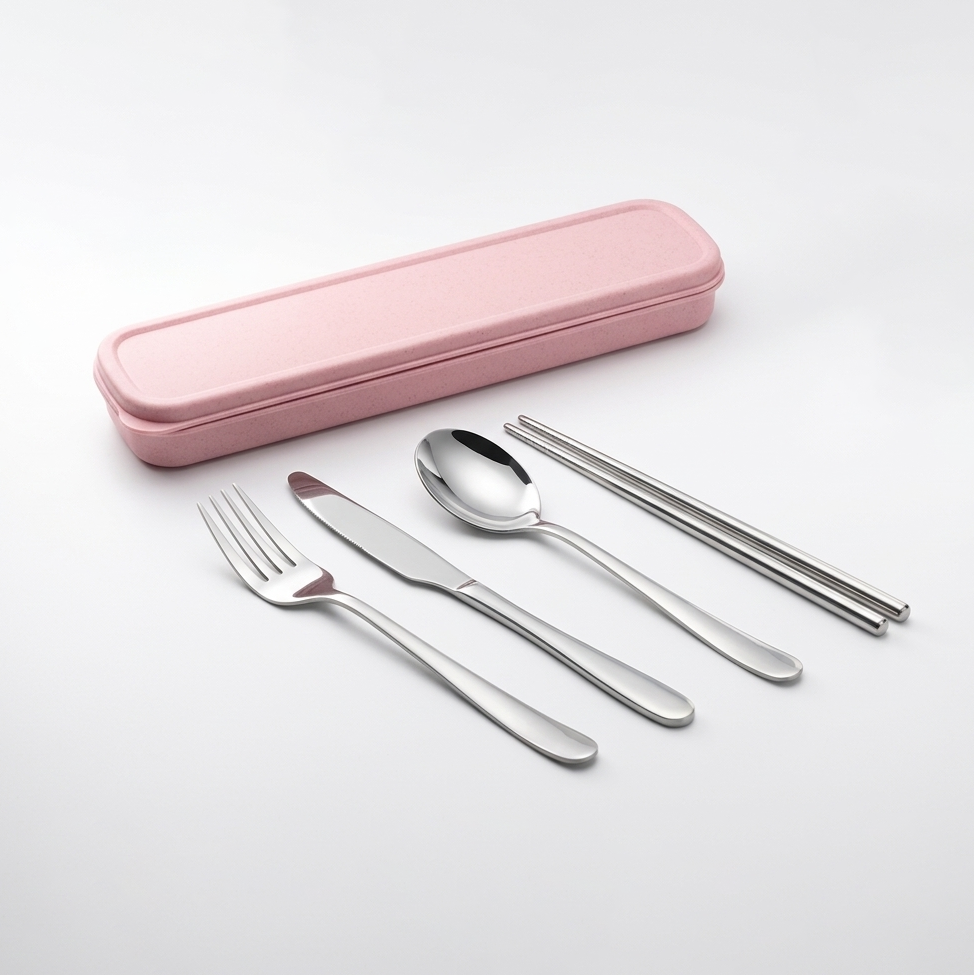 Travel Cutlery Set — Petal Pink